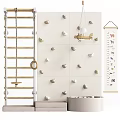 Kids Play Equipment With Climbing Wall Rope Ladder Rings Wooden Plane Alphabet Banner Ball Pit