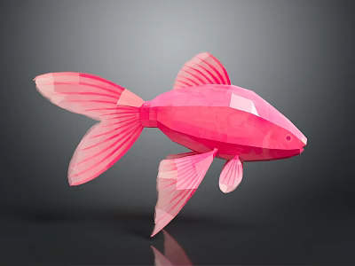 Pink Low Poly Style Goldfish Aquatic Animal Visual Illustration Design 3d model