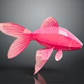 Pink Low Poly Style Goldfish Aquatic Animal Visual Illustration Design 3d model