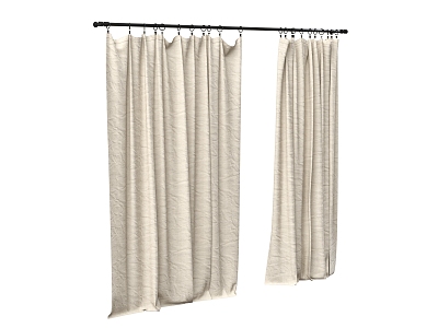 Modern curtain pleated curtain gauze curtain solid color 3d model