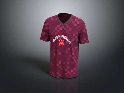 Washington W Red Checkered Jersey With V Neck And Team Logo Design 3d model