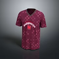 Washington W Red Checkered Jersey With V Neck And Team Logo Design