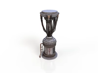 Industrial Mechanical Structure With Circular Top Cables And Base Ladder Component 3d model