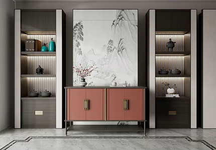 New Chinese-style Entrance Cabinet 3d model