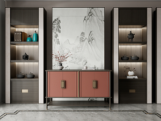 New Chinese-style Entrance Cabinet 3d model