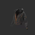 Stylish Black Hooded Jacket Featuring Orange Stitching And Zipper Design 3d model