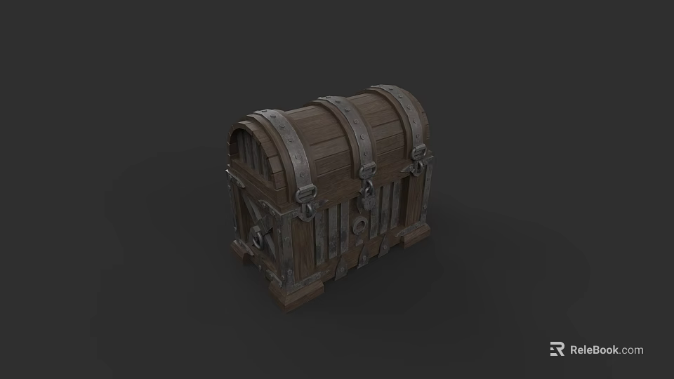 Vintage Wooden Chest of Drawers With Metal Clasps and Arched Top Design 3d model 