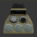 Vintage Handheld Electronic Device With Circular Buttons Beige Casing And Display Screen