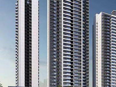 Modern High Rise Residential Buildings Exterior Design With Glass Facade And Balconies 3d model