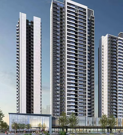 Modern High Rise Residential Buildings Exterior Design With Glass Facade And Balconies 3d model