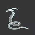 Horned Feathered Reptile Snake With Shiny Black Green Coiled Body