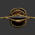 Fantasy Decorative Sword With Curved Colorful Blade And Ornate Gold Red Hilt Design