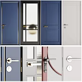 Modern Hinged Doors Featuring Vibrant Colors Mesh Panels and Various Door Handles