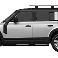 Modern Silver Defender SUV With Roof Rack Large Wheels Front Grille Headlights Design