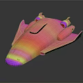 Futuristic Iridescent Sci Fi Vehicle With Pink Purple Orange Gradient And Sleek Metallic Design