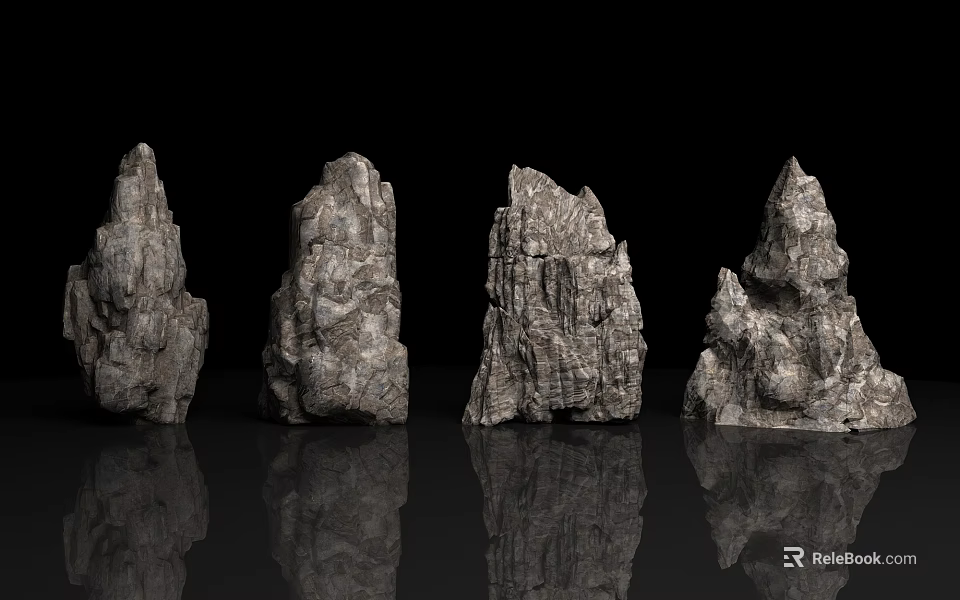Natural Textured Rock Garden Ornaments With Realistic Surface For Landscaping 3d model 