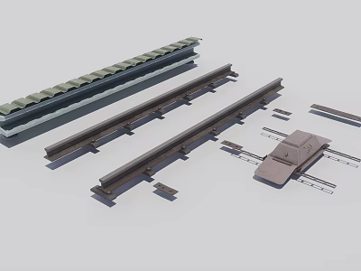 Essential Train Railway Track Components with Rails Ties and Switch Mechanisms 3d model