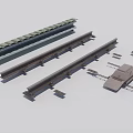 Essential Train Railway Track Components with Rails Ties and Switch Mechanisms 3d model