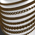 Stacked Brown Chains With Various Link Patterns On White Object 3d model