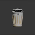 Metal Trash Cans For Home Use Silver And Rusty With Open Closed Lids 3d model