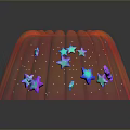Glossy Colorful Jelly Dessert with Orange Pink Gradient and Star Geometric Decorations