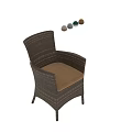 Brown Wicker Leisure Chair With Armrests And Beige Cushion For Comfort Design