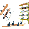 Wall Mounted Hanging Rack With Multi Layer Storage For Skis And Snowboards 3d model