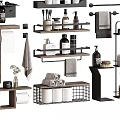 Modern Bathroom Storage Shelves With Wooden Metal Racks And Towel Holders