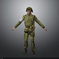 Military Soldier Figure In Green Uniform With Helmet And Gear Standing