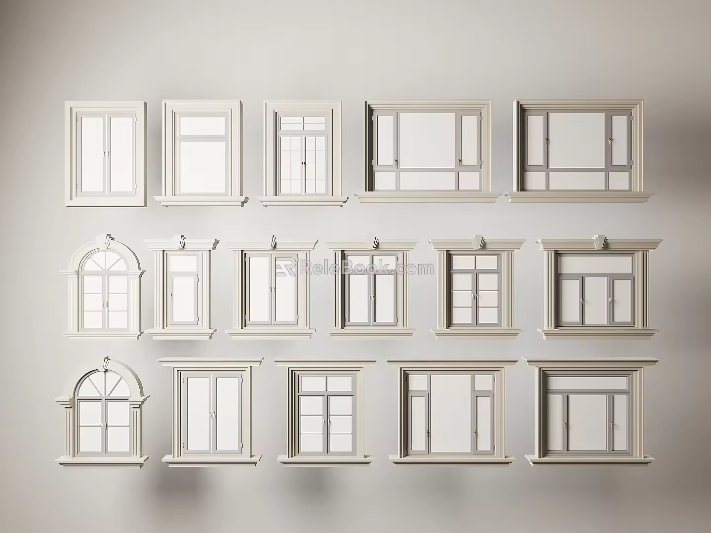 European-style window combination curved window European-style window European-style window line side casement window 3d model