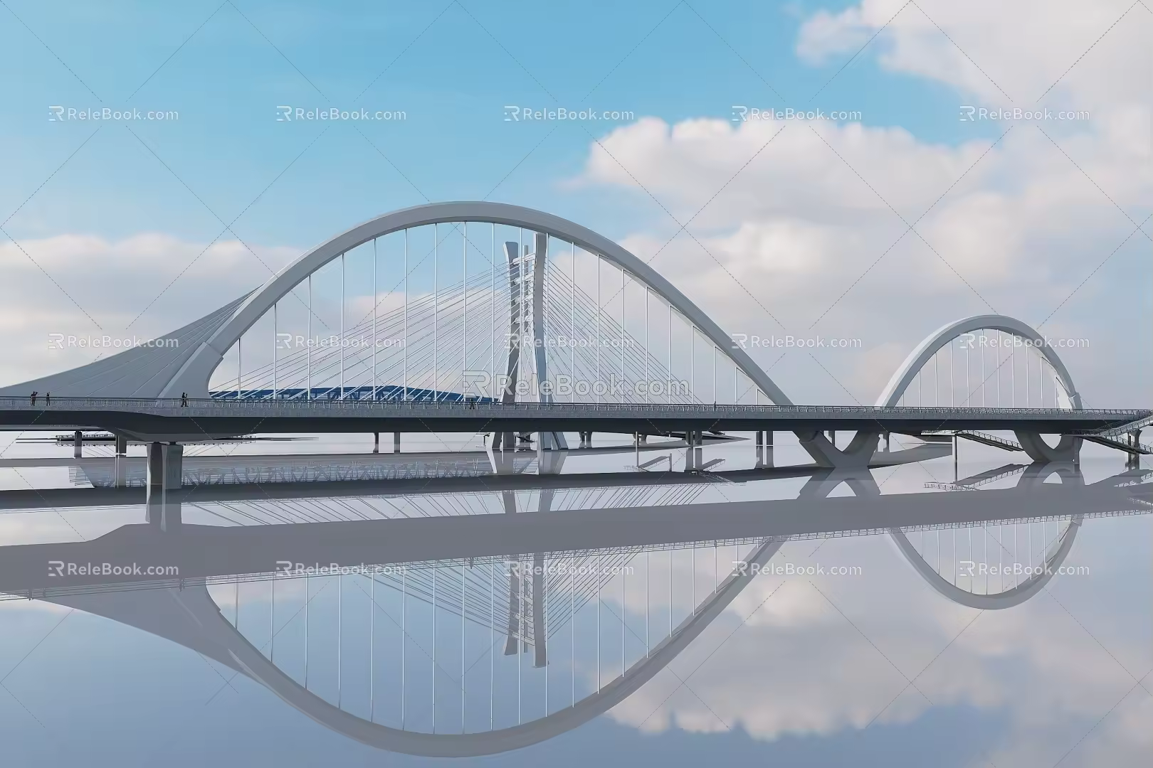 Bridge Decoration Design of Elevated Bridge of River-Crossing Bridge 3d model