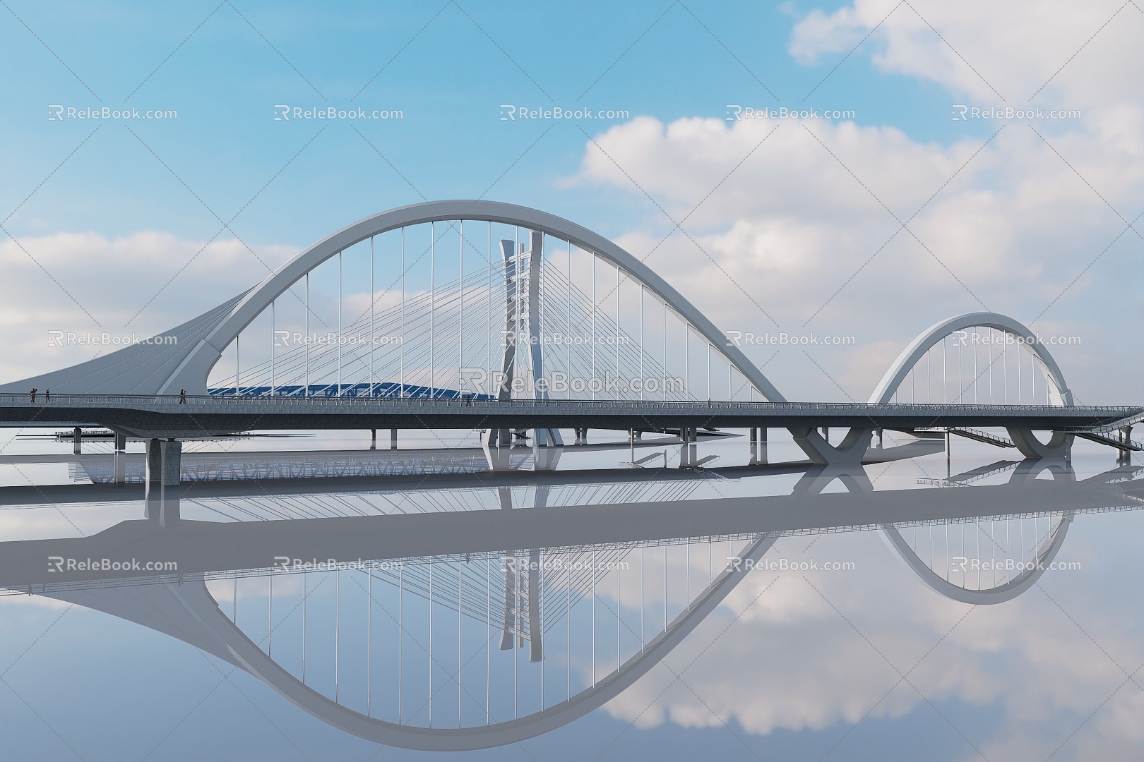 Bridge Decoration Design of Elevated Bridge of River-Crossing Bridge 3d model