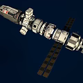 International Space Station Structure With Connected Modules And Solar Panels In Space 3d model