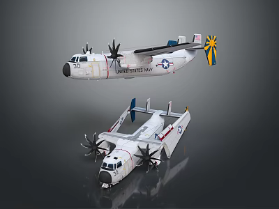 United States Navy Military Aircraft With Propellers Star Emblem And White Fuselage Design 3d model