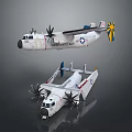 United States Navy Military Aircraft With Propellers Star Emblem And White Fuselage Design