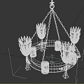Vintage Black Chandelier with Circular Frame Four Candle Holders and Chain Suspension