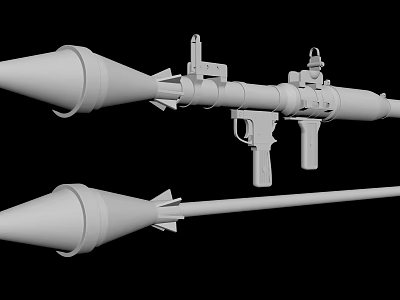 Detailed 3D Rendered Weapon Featuring Rocket Launcher Pistol And Rocket Components 3d model
