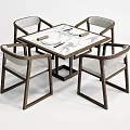 Modern Minimalist Dining Table Set With Marble Top And Upholstered Chairs 3d model