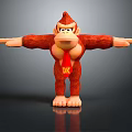 3D Model of Red Gorilla With Red DK Tie And Outstretched Arms