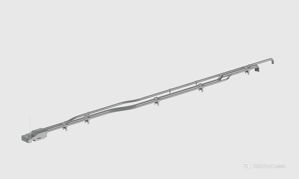 Metal Sliding Track With Support Brackets Multiple Mounting Points And Curved Sections 3d model 
