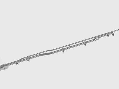Metal Sliding Track With Support Brackets Multiple Mounting Points And Curved Sections 3d model