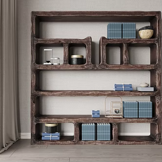Middle Ancient Quiet Bookcase Decorative Cabinet Homestay 3d model