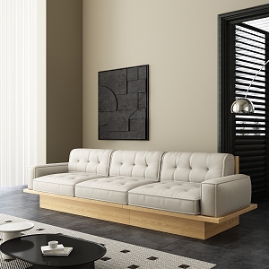 Silent Three-Person Sofa Silent Cream 3d model