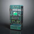 Professional Green Electronic Equipment Rack Featuring Multiple Layers Knobs Buttons And Illuminated Screen