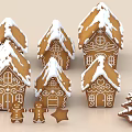 Festive Gingerbread Houses With Snowy White Icing Gingerbread Men Star Cookies And Tree
