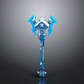 Blue And Silver Fantasy Warhammer Weapon With Spiked Design And Crystal Elements 3d model