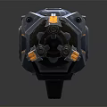 Futuristic Sci Fi Weapon With Blue Yellow Purple Mechanical Design And Barrel Components