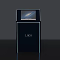 Black Display Stand With Top Screen Showing Image And Front LOGO 3d model