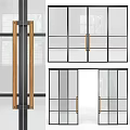 Modern Sliding Doors With Glass Panels Metal Frames And Wooden Handles