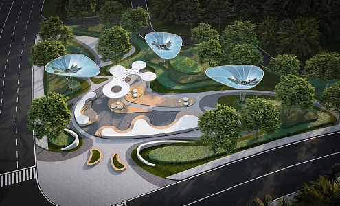 Modern Park Landscape 3d model